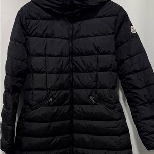 Black Quilted Hooded Down Jacket